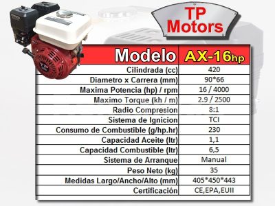 TP MOTOR 16HP GASOLINA 190F