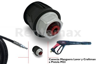 ADAPTADOR MANGUERA LAVOR CRAFTMAN A PISTOLA Y MAQUINA M22