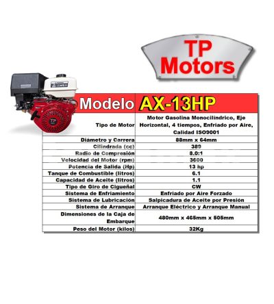 MOTOR 13HP ARRANQUE ELECTRICO CON YOYO Y BOTON APAGADO - Imagen 13