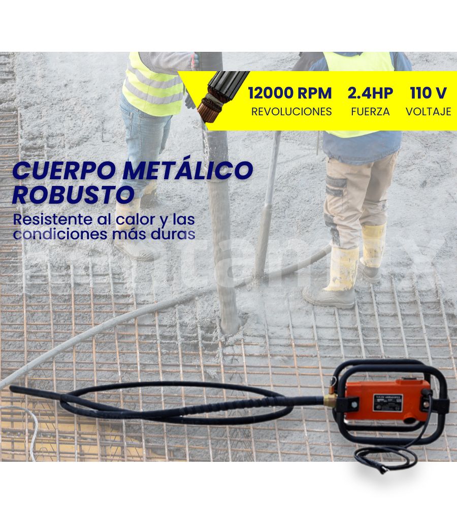 VIBRADOR CONCRETO 2,4HP CABEZA 25MM MANGUERA 4 METROS - Imagen 2