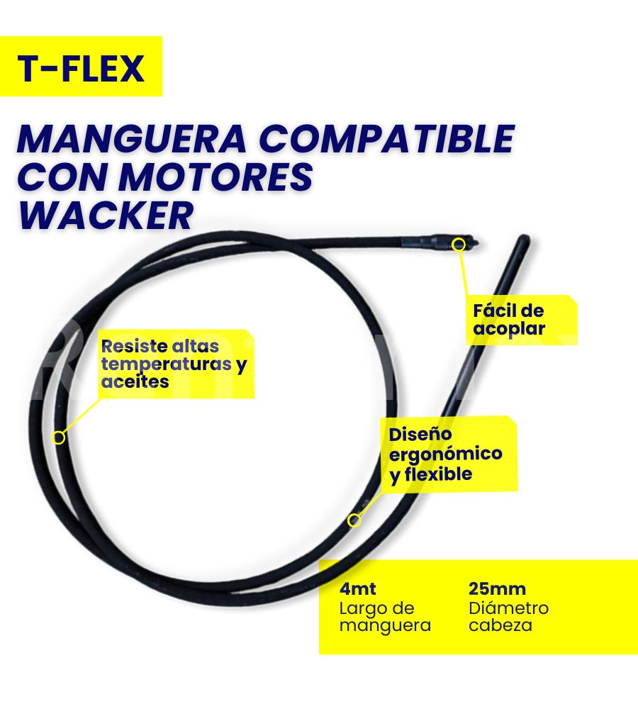 VIBRADOR CONCRETO 2,4HP CABEZA 25MM MANGUERA 4 METROS - Imagen 3