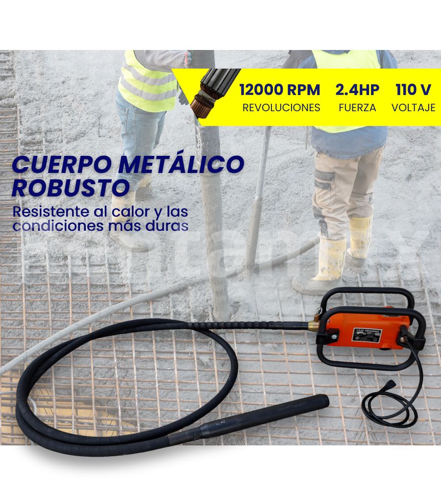 VIBRADOR CONCRETO 2,4HP CABEZA 45MM MANGUERA 4 METROS - Imagen 2