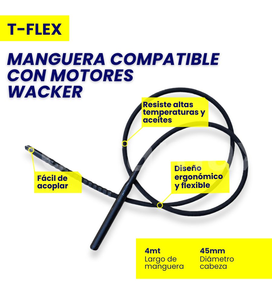 VIBRADOR CONCRETO 2,4HP CABEZA 45MM MANGUERA 4 METROS - Imagen 3