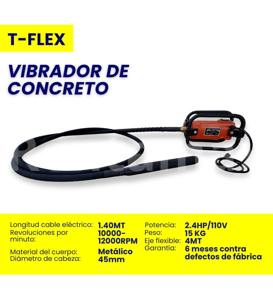VIBRADOR CONCRETO 2,4HP CABEZA 45MM MANGUERA 4 METROS - Imagen 5