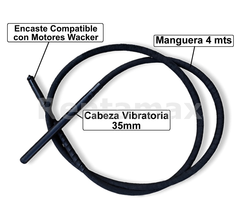 CABEZA (35MM DIAMETRO) Y MANGUERA 4 MTS PARA VIBRADOR - Imagen 2